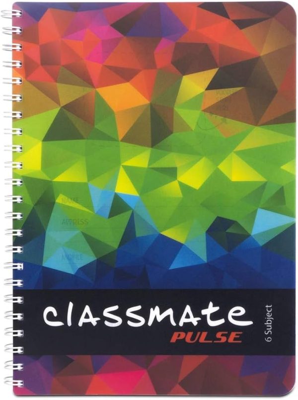 Classmate Soft Cover 6 Subject Spiral Binding Notebook, Single Line, 300 Pages ( Assorted )